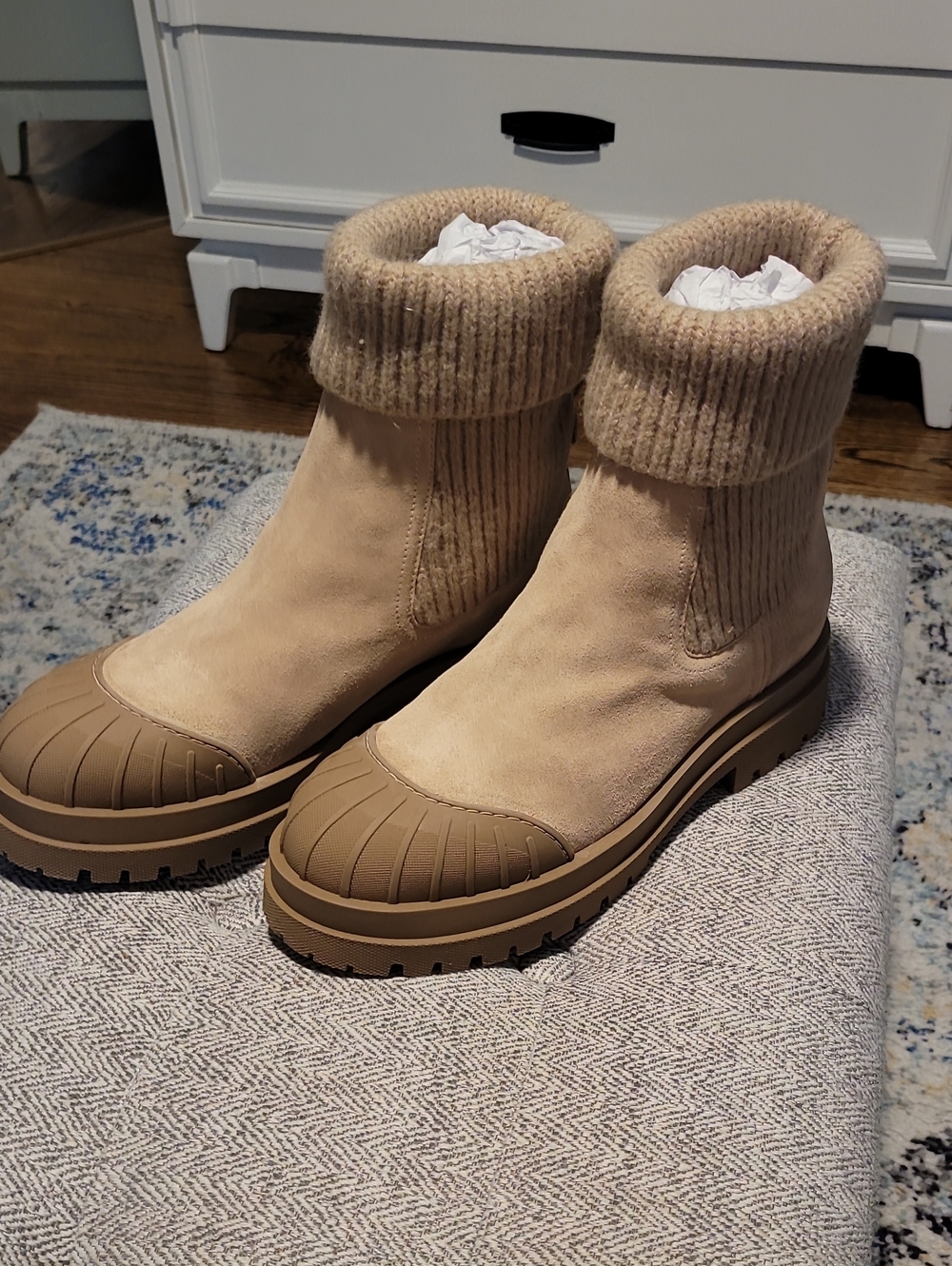 Sam Edelman Beige Knit Cuff Ankle Booties NWT